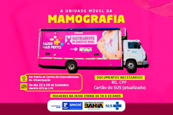 Unidade Móvel da Mamografia chega a Banzaê para atendimento gratuito