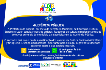 AUDIÊNCIA PÚBLICA - Política Nacional Aldir Blanc (PNAB)